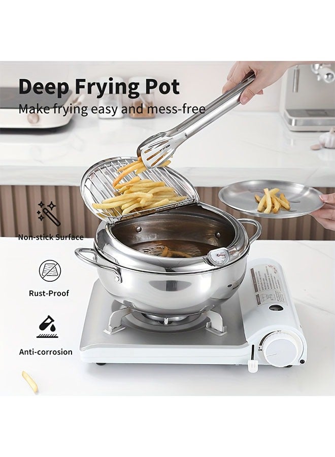 HOMESTAR Deep Fryer Pot, Frying Pot 304 Stainless Steel Small Deep Fryer with Thermometer,Lid And Oil Drip Drainer Rack for French Fries Shrimp Chicken Wings and Shrimp - Image 5