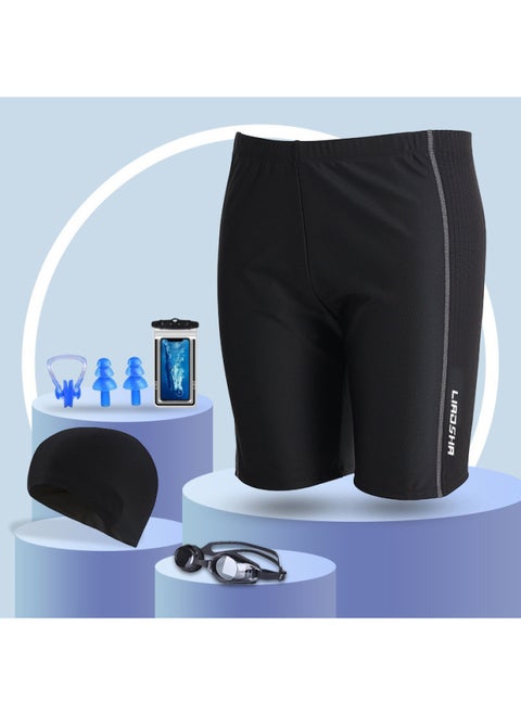 Swimming Trunks Men's Plus Size Plus Size Men's Adult Men's Anti-splashing Quick-drying Conservative Shorts Chubby Swimwear Age-reducing-Color:2307 Five-point Swimming Trunks [five-piece Set]-