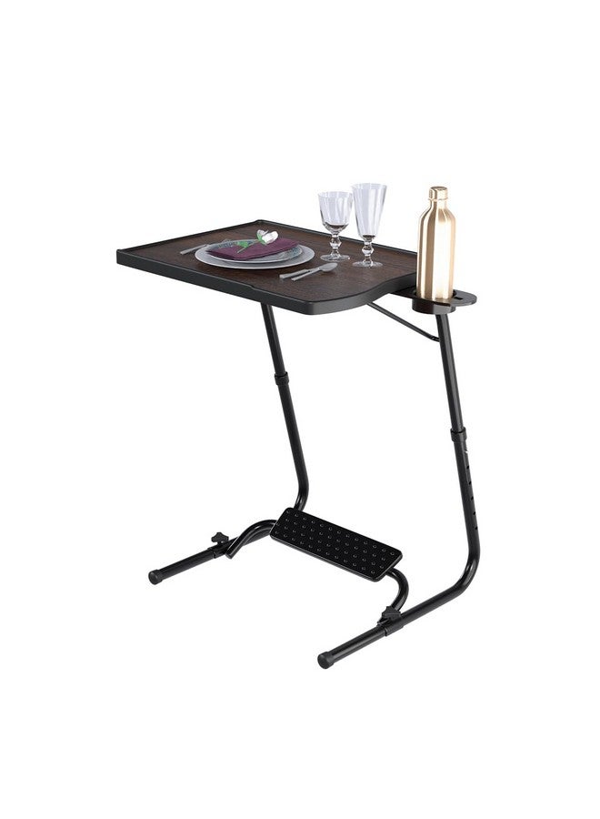 TABLE MAGIC - Pro Extended Work Space Laptop Table Mat Finish Laptop Table Multipurpose Height Adjustable Work Study Tv Tray Table Lap Desk with Footrest (Executive Classic Walnut) - Image 5