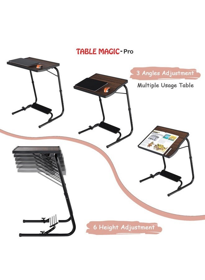 TABLE MAGIC - Pro Extended Work Space Laptop Table Mat Finish Laptop Table Multipurpose Height Adjustable Work Study Tv Tray Table Lap Desk with Footrest (Executive Classic Walnut) - Image 4