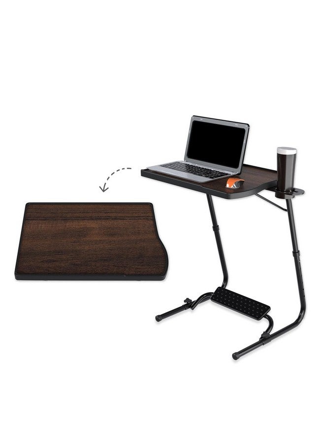 TABLE MAGIC - Pro Extended Work Space Laptop Table Mat Finish Laptop Table Multipurpose Height Adjustable Work Study Tv Tray Table Lap Desk with Footrest (Executive Classic Walnut) - Image 1