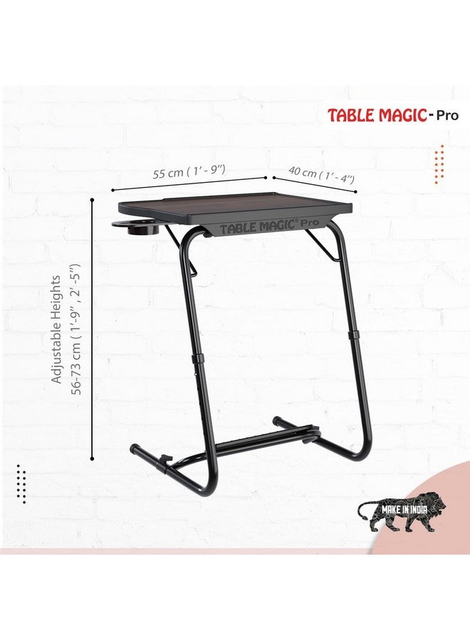 TABLE MAGIC - Pro Extended Work Space Laptop Table Mat Finish Laptop Table Multipurpose Height Adjustable Work Study Tv Tray Table Lap Desk with Footrest (Executive Classic Walnut) - Image 3
