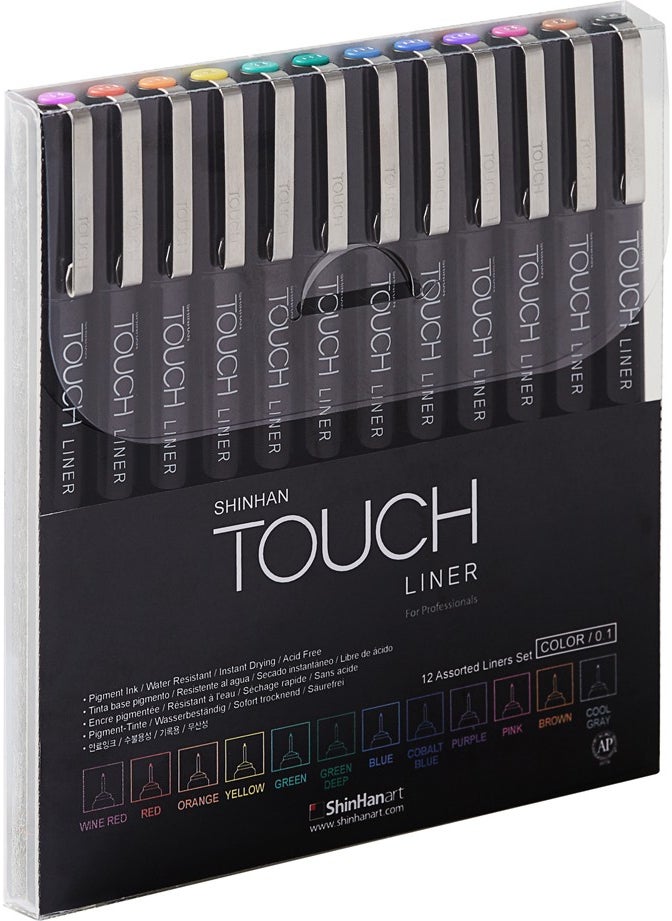 Touch Liner Technical Drawing Pen Set 0.1 Mm. 12 Colors 