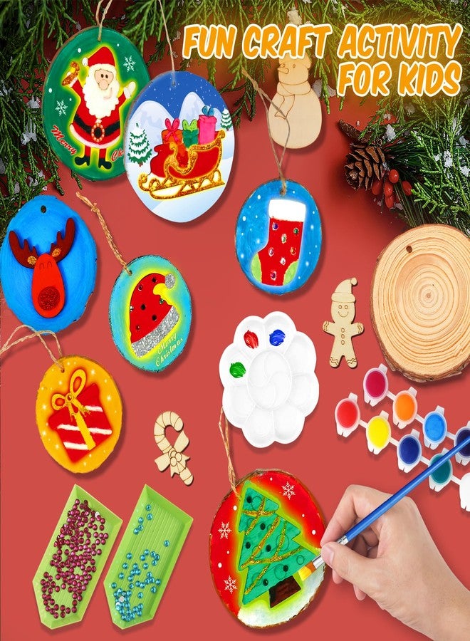 AuroTops Christmas Crafts for Kids, Christmas Wooden Painting Kit Glow in the Dark Christmas Ornaments, Wood Slice Arts & Crafts Activities Kits Christmas Bulk Party Favors for Kids 5 6 7 8 9 10 11 12 - Image 5