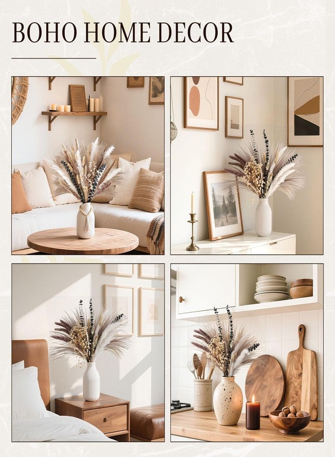 جوهاوس مجموعة جوهاوس المكونة من 120 قطعة من عشب البامباس المجفف لتزيين المزهريات، عشب البامباس الطبيعي، سيقان الأوكالبتوس، ذيول الأرانب، بطول 17 بوصة، مناسبة لتزيين المنازل بنمط البوهو وحفلات الزفاف والمنازل الريفية. - Image 3