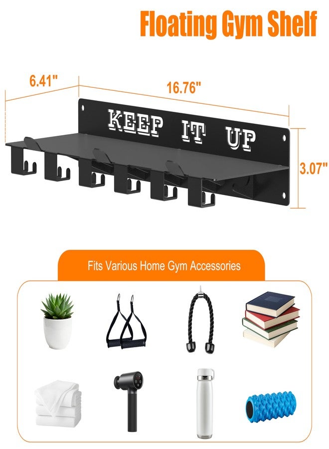 TRUSOON Tonal Accessories Shelf, 16.76" Heavy Duty Steel Wall Mounted Floating Storage Rack with T-Bracket Lock Hangers, Compatible with Various Home Gym Accessories, Black - Image 2
