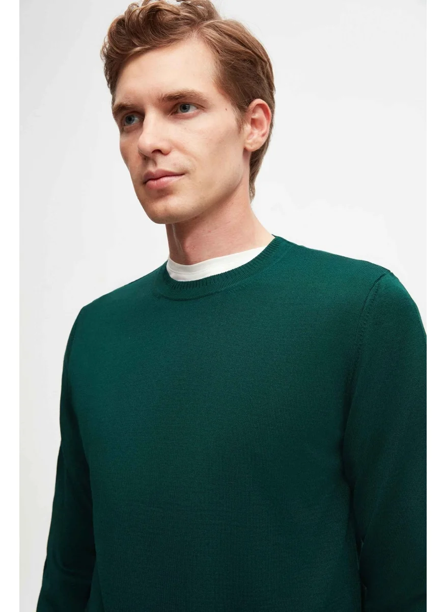 D'S DAMAT D'S Groom Ds Groom Regular Fit Emerald Green Plain Knit Wool Knitwear Sweater
