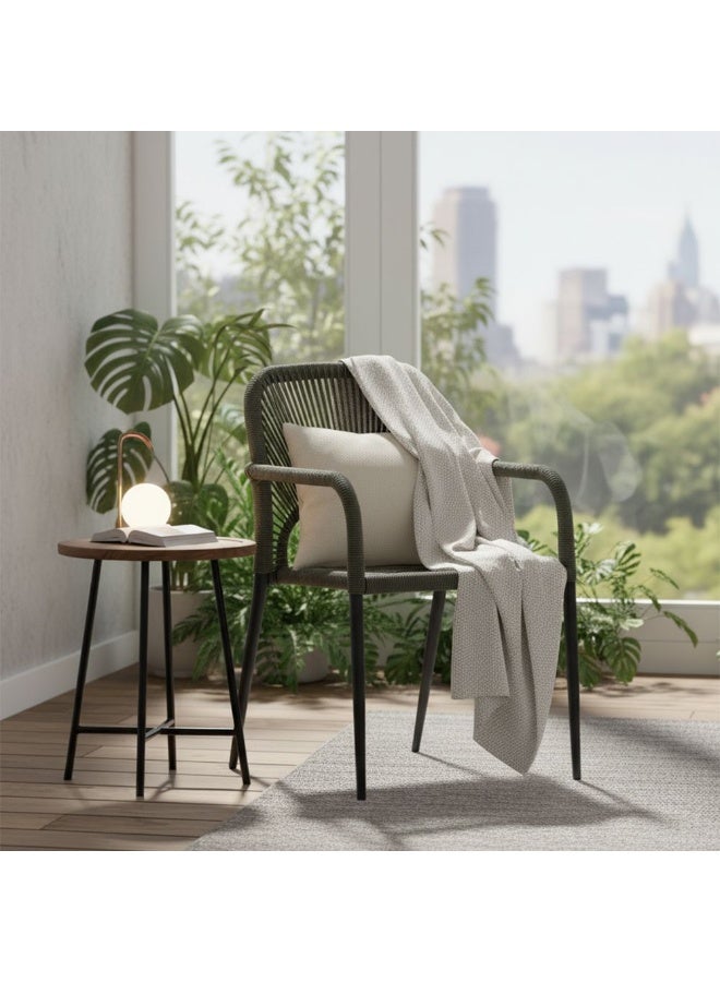 DANUBE HOME Millet Rope Chair Outdoor Garden Chair | All-Weather Garden Seating |  One Seater Stool Modern Outdoor Furniture For Indoor/ Outdoor W57xD63xH80.5cm-Green/Dark Grey - Image 4