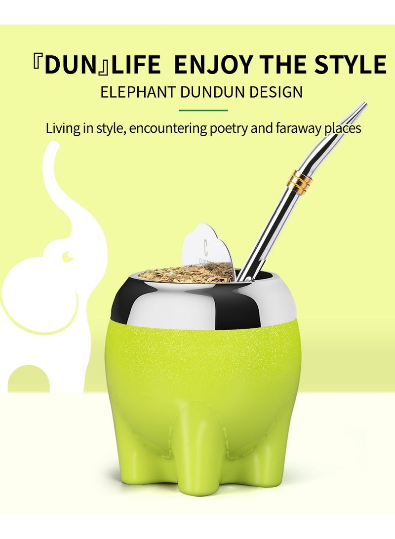 CUOPRU Stainless steel Argentine yerba mate tea cup, yerba mate tea cup, cute elephant shape, with filter - Image 2