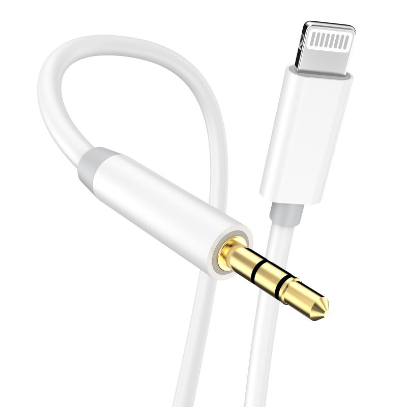 esbeecables [Apple MFi Certified] Aux Cord for iPhone, Lightning to 3.5 mm Headphone Jack Adapter for Car Stereo Compatible with iPhone 14 13 12 11 XS XR X 8 7 to Car Home Stereo Speaker Headphone, White - Image 5