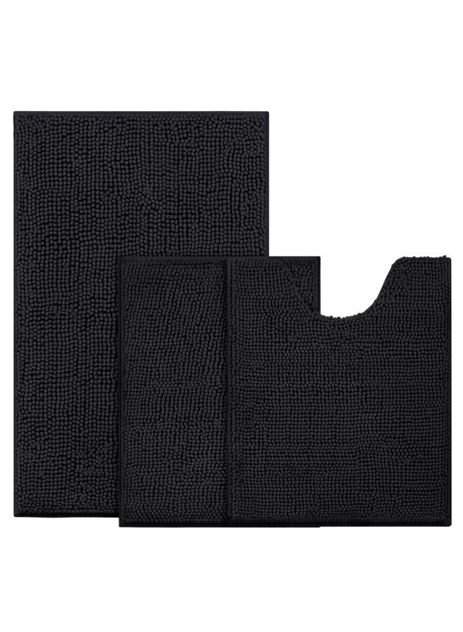 BYSURE 3 Piece Bath Mats Bathroom Rugs Sets Non Slip Extra Absorbent Plush Chenille Soft Washable - Image 1
