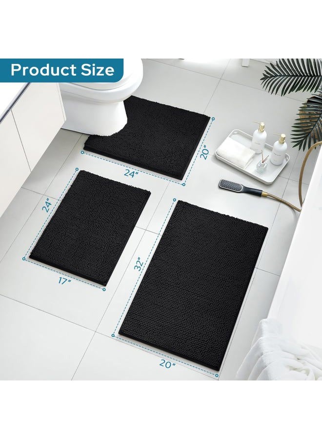 BYSURE 3 Piece Bath Mats Bathroom Rugs Sets Non Slip Extra Absorbent Plush Chenille Soft Washable - Image 2