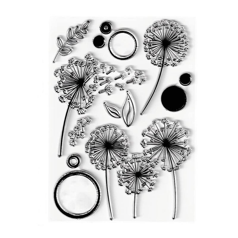 Dandelion Clear Stamps Silicone Stamp Cards with SentimentsLeaf Transparent Seal Stamps for Holiday Card Making Decoration and DIY Scrapbooking Album DIY Crafts