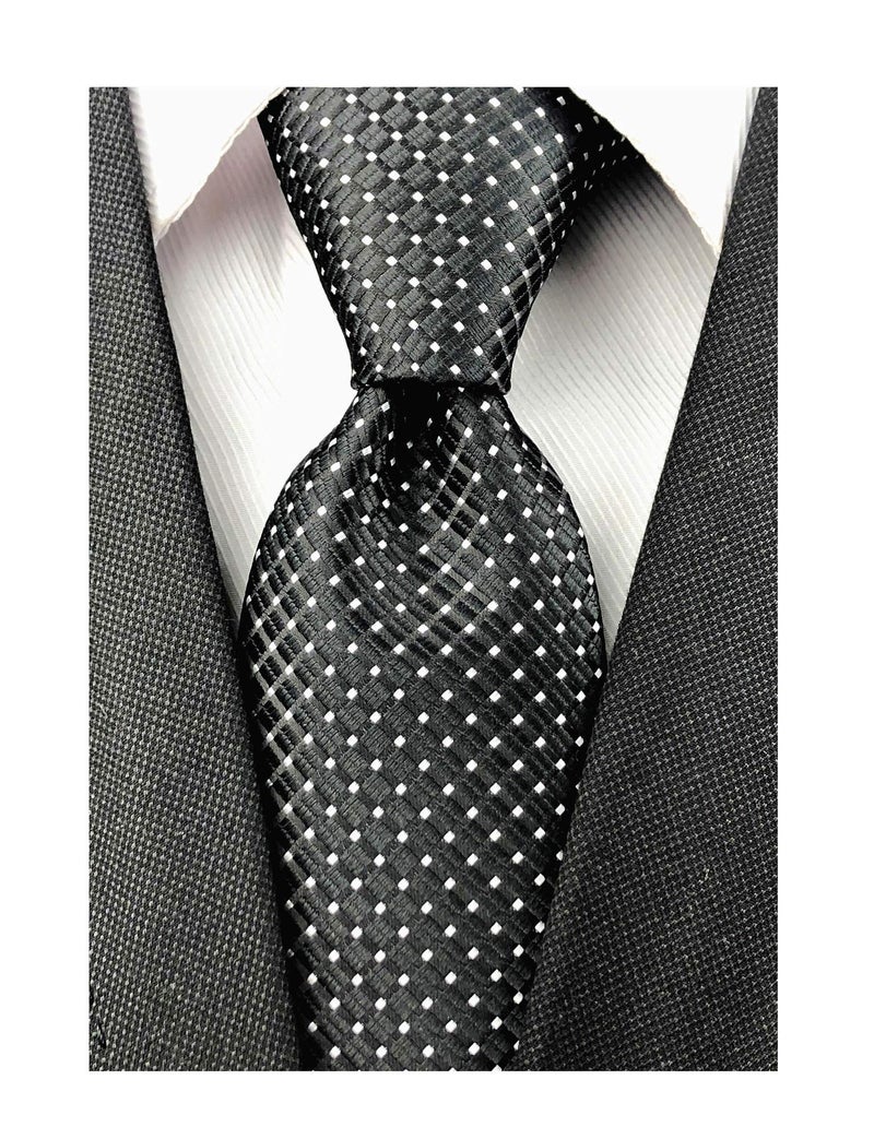 Secdtie Men Boys Check Silk Ties Trendy Black Tie Plaid Vintage Autumn uk Silk Neckties Best Gift - Image 2