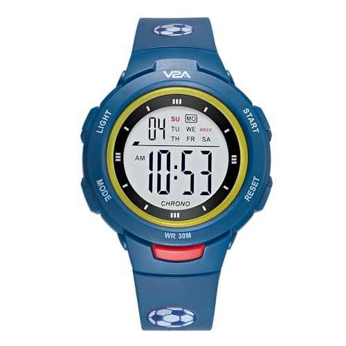 V2A Digital Watch Resistant Blue Color Football Theme Sports Watch for Boys - Image 1