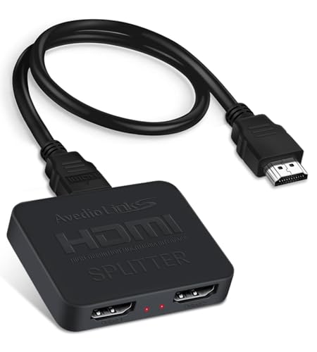 avedio links HDMI Splitter 4K@60Hz, HDMI Splitter 1 in 2 Out-Not Extended Display(Only Mirror Screens), Support 3D Dol-by Vision Atmos HDMI2.0b, HDCP2.2, 18.5Gbps, Auto Downscaling, Full HD 1080P - Image 1
