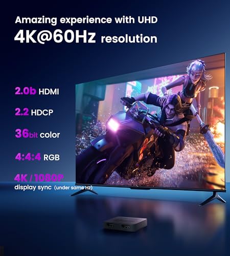 avedio links HDMI Splitter 4K@60Hz, HDMI Splitter 1 in 2 Out-Not Extended Display(Only Mirror Screens), Support 3D Dol-by Vision Atmos HDMI2.0b, HDCP2.2, 18.5Gbps, Auto Downscaling, Full HD 1080P - Image 5