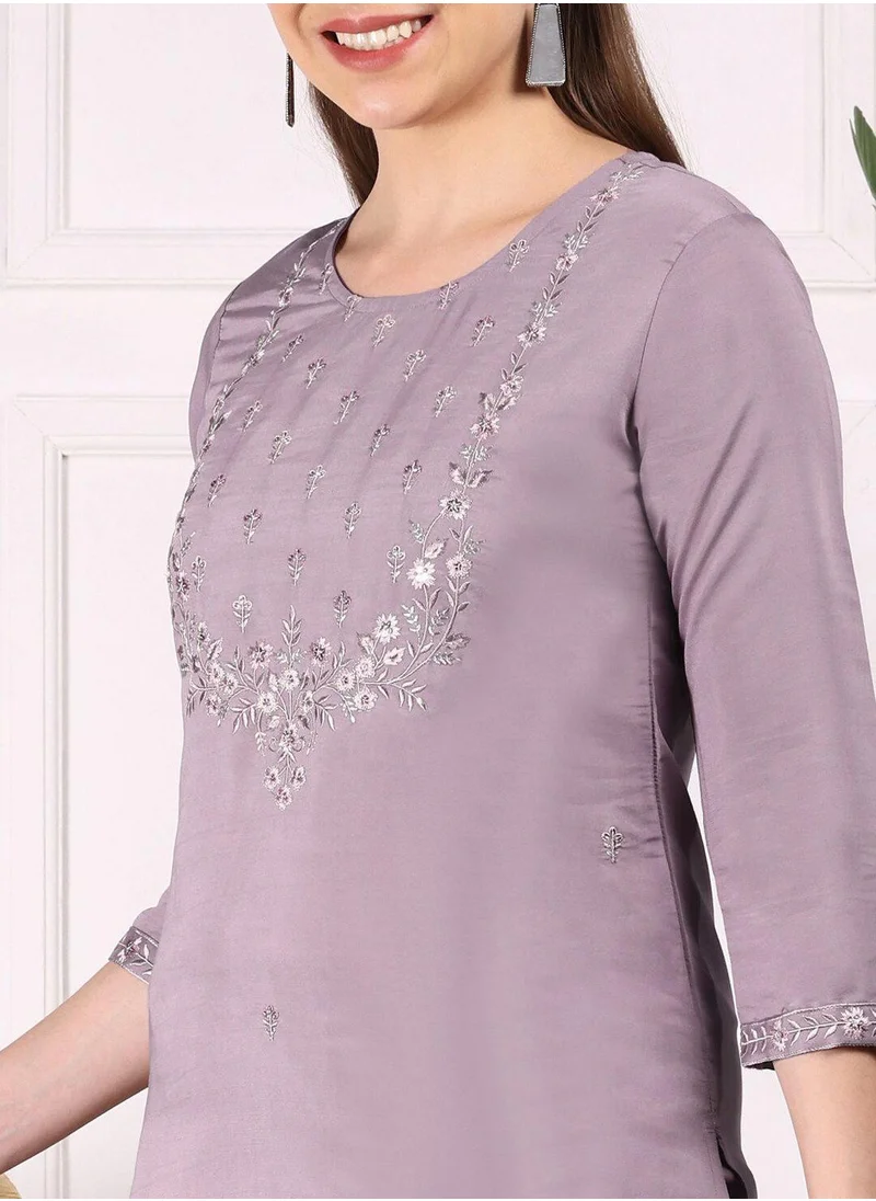 آي شين Women Lilac Viscose Silk 3 pcs (Kurta Set with Dupatta)