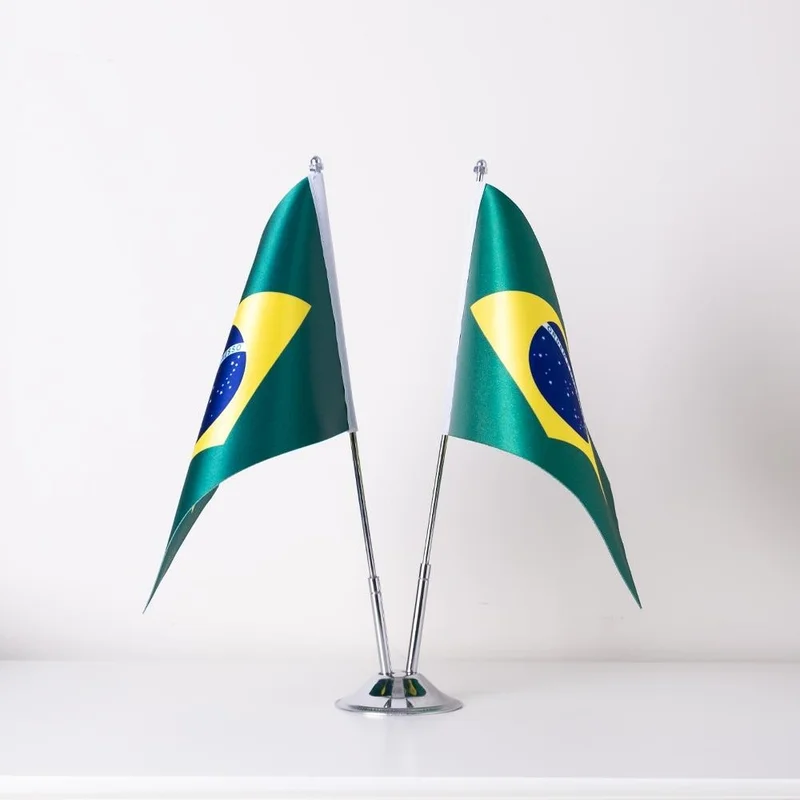 ZC Bayrak Zc Flag Brazil Set of 2 Table Flag Satin Fabric Digital Printing 15x22,5 cm