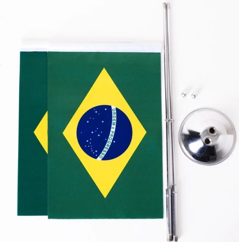 ZC Bayrak Zc Flag Brazil Set of 2 Table Flag Satin Fabric Digital Printing 15x22,5 cm