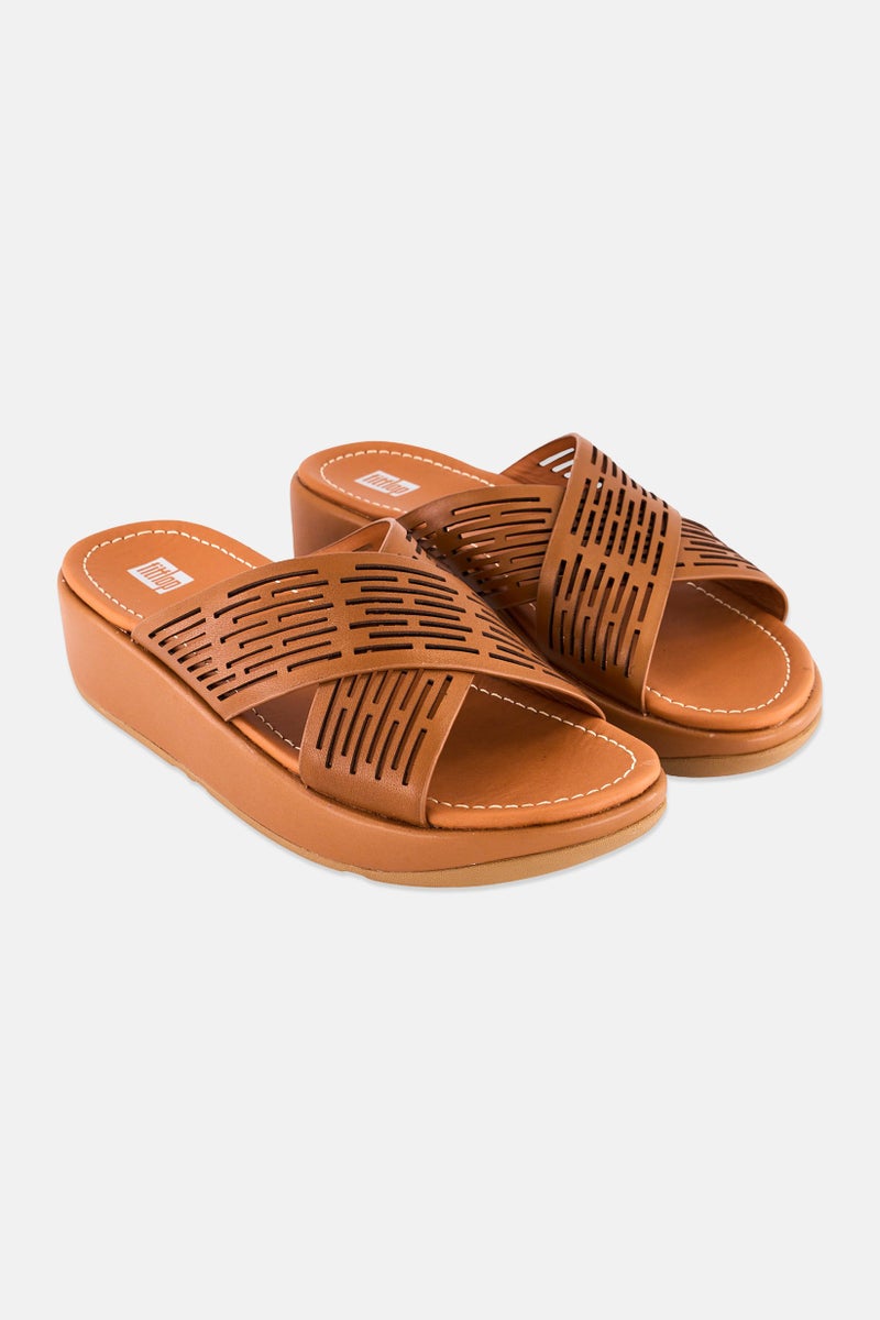 FitFlop Women Lulu sleek Laser Cut Slip On Cross Sandals, Brown  - Image 1
