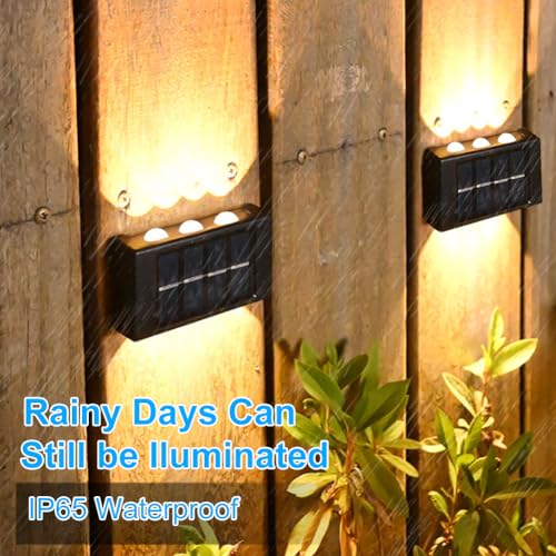 flintronic ABS Plastic Set of 4 Adjustable Solar Outdoor Wall Lights, Up and Down Solar Wall Lights, IP65 Waterproof LED Wall Light with 6 Lights for Garden Lawn - Image 3