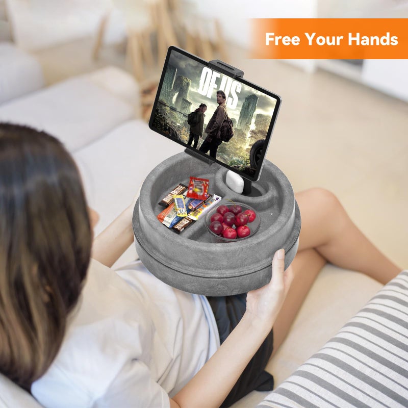 KDD Tablet Pillow Stand for Lap, Multi-Angle iPad Stand with Storage Tray - 360Â° Rotating Clip Gooseneck Tablet Soft Pad Dock for Bed and Desk Compatible with iPad Pro 12.9, Air Mini, Phone, E-Reader - Image 4