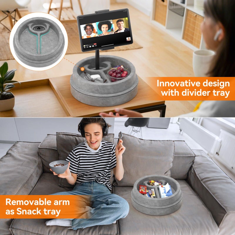 KDD Tablet Pillow Stand for Lap, Multi-Angle iPad Stand with Storage Tray - 360Â° Rotating Clip Gooseneck Tablet Soft Pad Dock for Bed and Desk Compatible with iPad Pro 12.9, Air Mini, Phone, E-Reader - Image 5