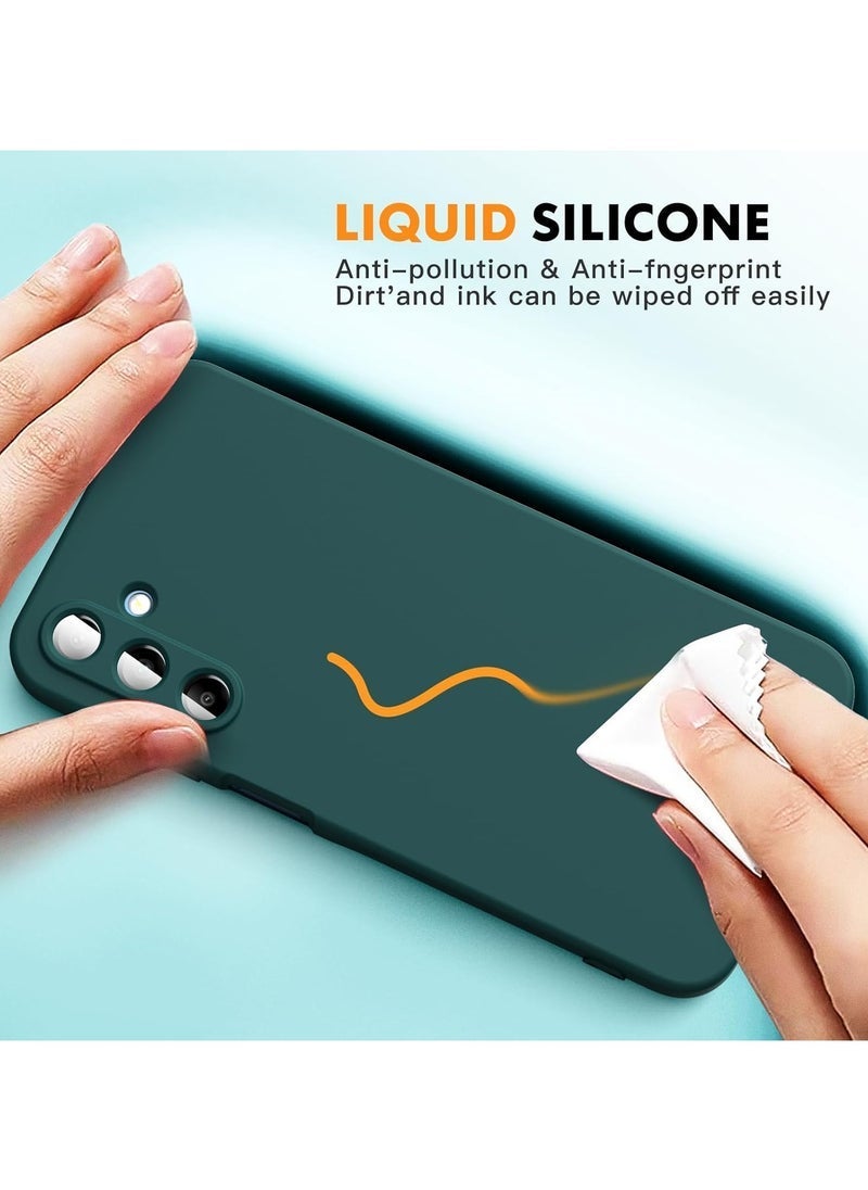MUNTAQI Samsung Galaxy A15 4G/5G Case, Soft TPU Liquid Silicone Protective Cover with Shockproof Drop Protection, 2-Pack Tempered Glass Screen Protectors, Midnight Green Rubber Gel Phone Case for Samsung A15 – Slim Fit & Scratch Resistant - Image 3