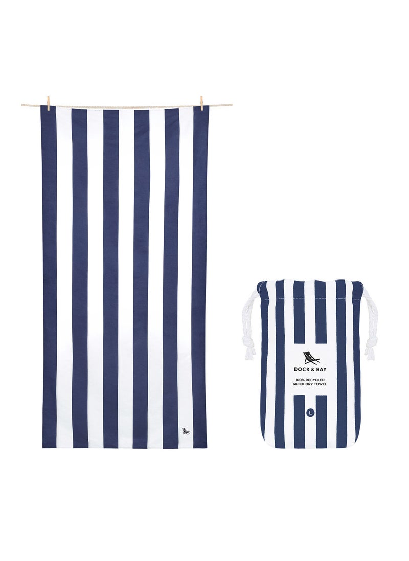 Dock & Bay Dock & Bay Beach Towel, Super Absorbent, Quick Dry, Sand Free, Compact & Lightweight, 100% Recycled Materials, Includes bag - Large (160x90cm) - WHITSUNDAY BLUE  - Image 1