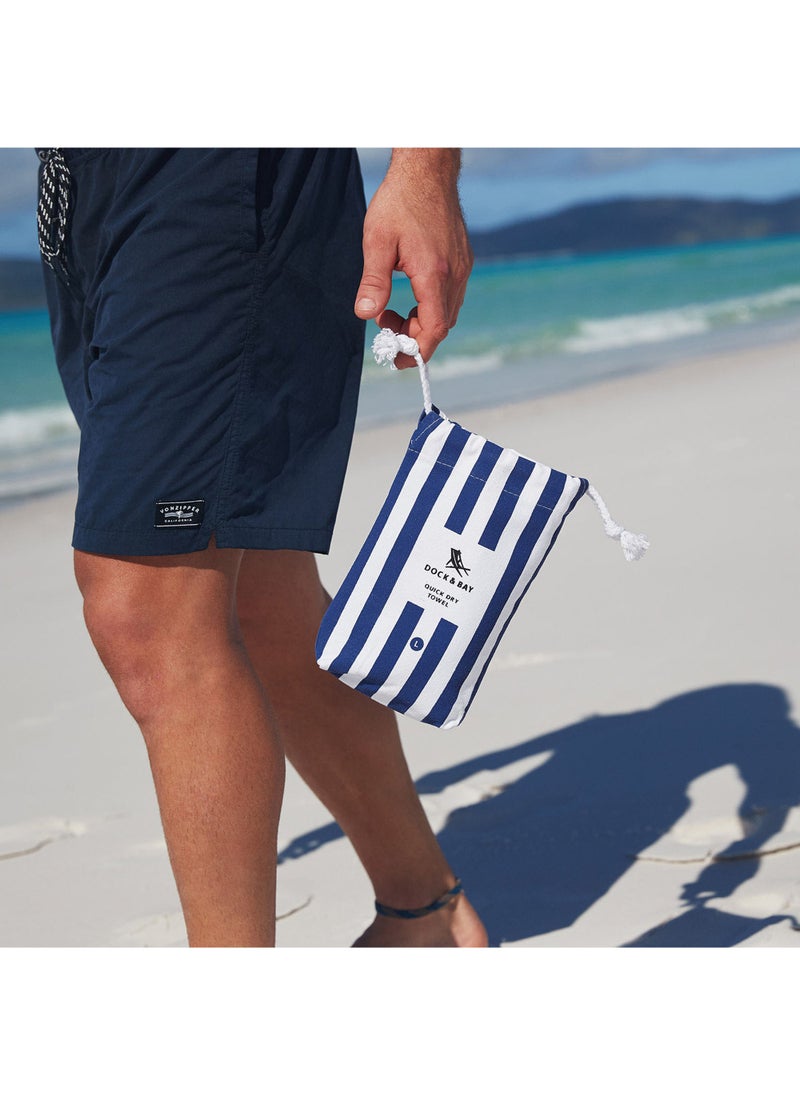 Dock & Bay Dock & Bay Beach Towel, Super Absorbent, Quick Dry, Sand Free, Compact & Lightweight, 100% Recycled Materials, Includes bag - Large (160x90cm) - WHITSUNDAY BLUE  - Image 5
