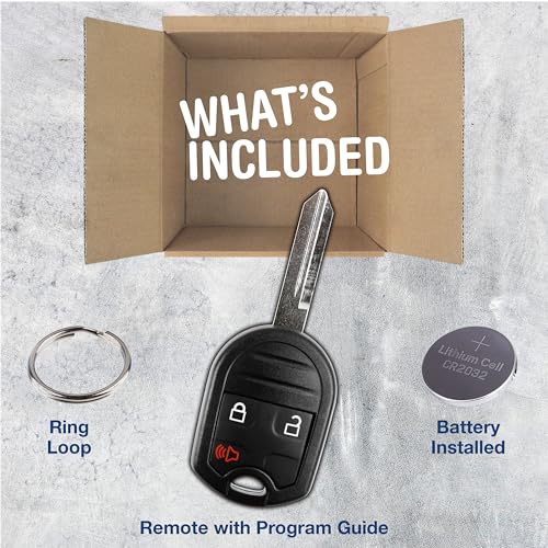 KeylessOption Key Fob for 2001 2002 2003 2004 2005 2006 2007 2008 2009 2010 2011 2012 2013 2014 2015 2016 2017 2018 Ford Lincoln Mercury Remote, 3-Button CWTWB1U793, Programming Guide Included - Image 2