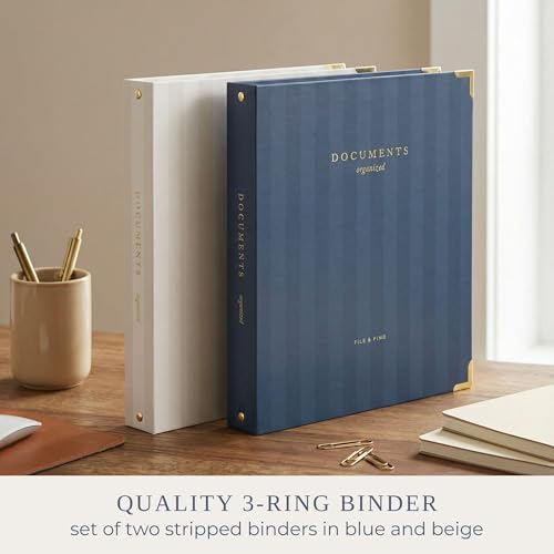 ZICOTO Aesthetic 3 Ring Binder Set of 2 - Sturdy 1 Inch Binder Fits Letter Sized Paper - A Cute Three Hole Ring Holder for Women or Men with Pocket Easily Organizes Your Paperwork for School, Office or Work - Image 3