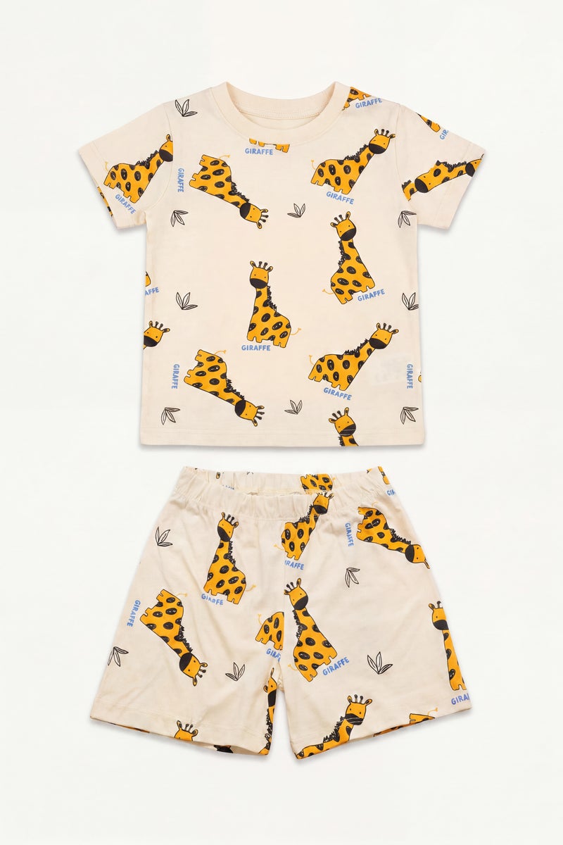 DeFacto Yellow BabyBoy Baby Boy Animal Print Top Shorts 2 Piece Pyjama Set Casual - Image 4