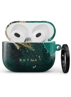بورجا حافظة واقية أنيقة لأجهزة Apple AirPods الجيل الثالث من AirPods 3 غطاء شحن LED مرئي حمام سباحة زمردي  - Image 1
