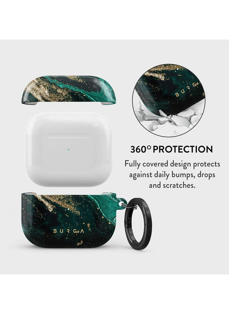 بورجا - حافظة واقية أنيقة لأجهزة Apple AirPods الجيل الثالث من AirPods 3 غطاء شحن LED مرئي حمام سباحة زمردي - Image 1