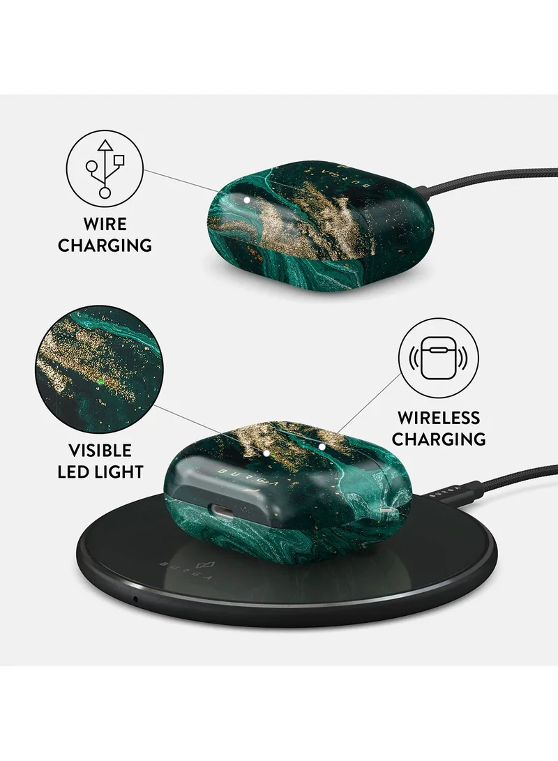 BURGA Protective Elegant Case For Apple AirPods 3rd Generation AirPods 3 Cover Charging LED Visible Emerald Pool