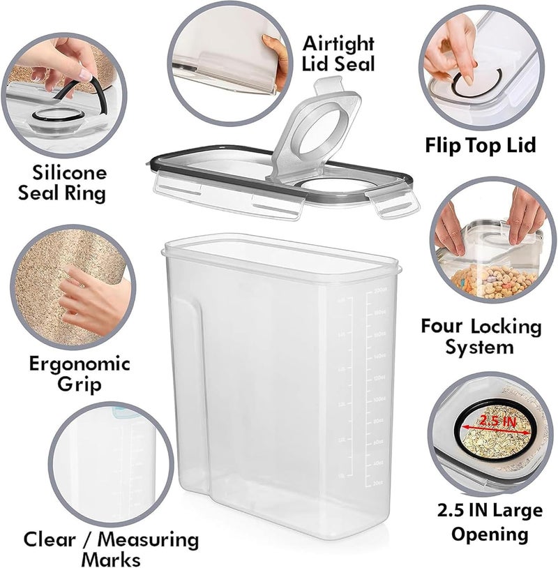 Shazo 2 Pack (6.3L / 213OZ) EXTRA Large Airtight Food Storage Cereal Containers for Bulk Food Storage BPA-Free Plastic Container, Pantry Organization and Canister for Rice, Pasta, Sugar & Flour - Image 4