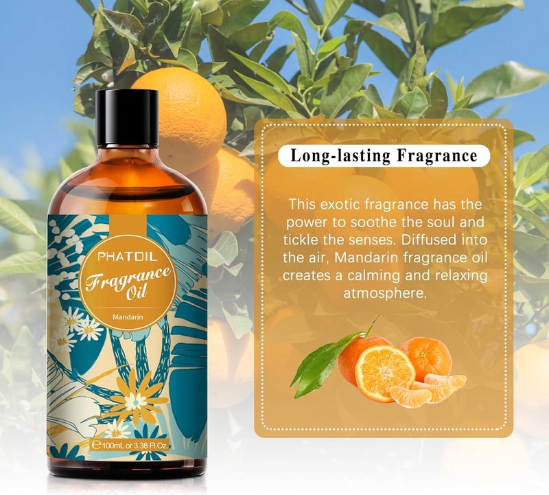 PHATOIL Mandarin Essential Oil 100ml, Essential Oils for Diffuser Humidifier, Mandarin Scented Oil for Aromatherapy, Relaxation, Soap, Candles DIY - Image 3