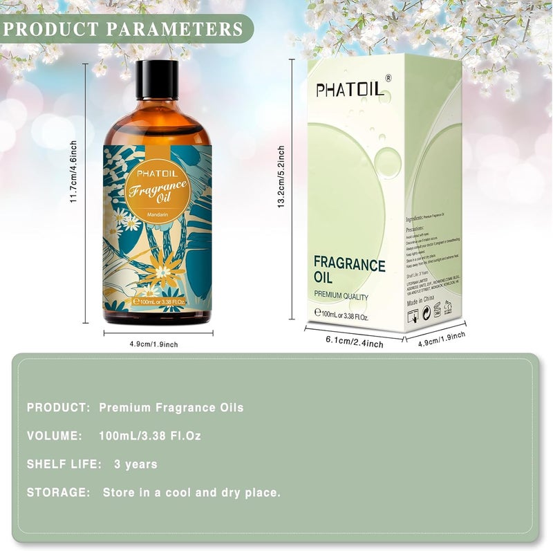 PHATOIL Mandarin Essential Oil 100ml, Essential Oils for Diffuser Humidifier, Mandarin Scented Oil for Aromatherapy, Relaxation, Soap, Candles DIY - Image 4