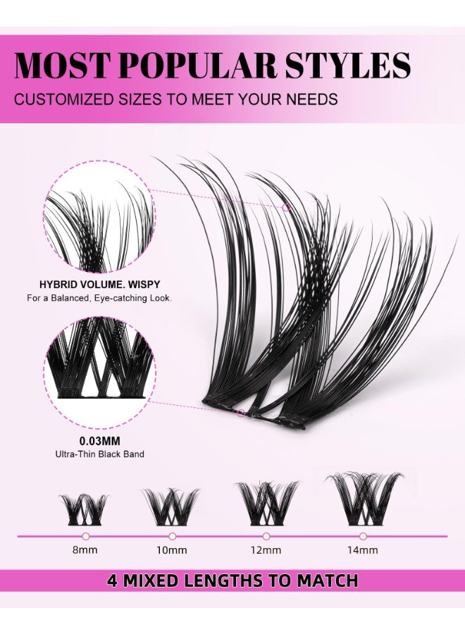 AGGRAD Flora Lash Clusters Kit 814mm D Curl Wispy Eyelash Clusters Spiky WideSpan DIY Eyelash Extension Kit Spiky Cat Eye Lashes Individual Fake Eyelashes Clusters Kit UltraThin Black Band - Image 4