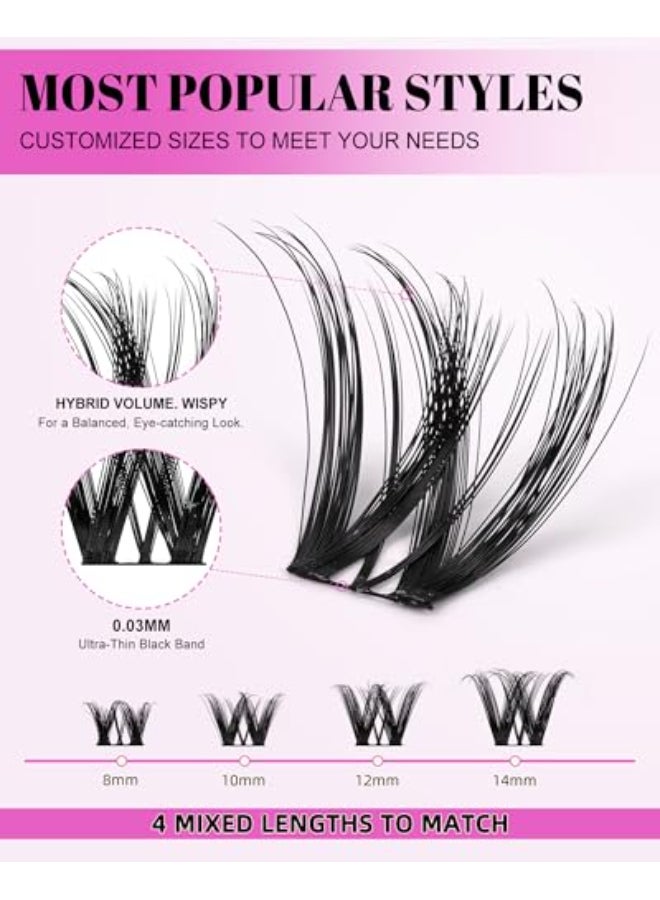 AGGRAD Flora Lash Clusters Kit 814mm D Curl Wispy Eyelash Clusters Spiky WideSpan DIY Eyelash Extension Kit Spiky Cat Eye Lashes Individual Fake Eyelashes Clusters Kit UltraThin Black Band - Image 3