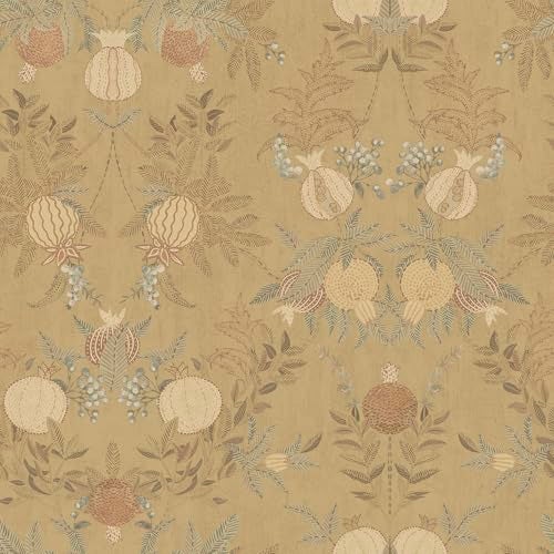 NuWallpaper Chris Loves Julia x NuWallpaper Melograno Wheat Peel and Stick Wallpaper Wheat Botanical Removable Contact Paper for Walls Self Adhesive Wall Covering for Bedroom Living Room Accent Wall - Image 1