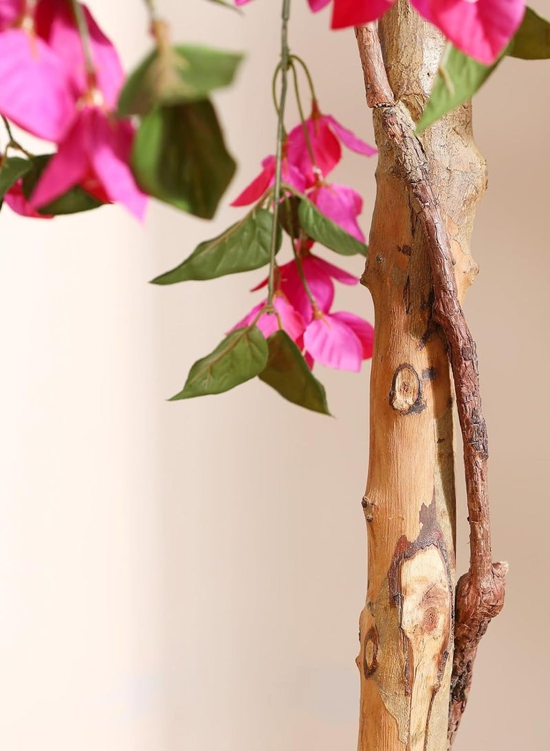 Generic 120cm Artificial Tree Tall Potted Fake Bougainvillea Trees for Outdoor Indoor Office Wedding Home Decor Lifelike Faux Plants with Wood Trunk and Pink Flowers  - Image 3