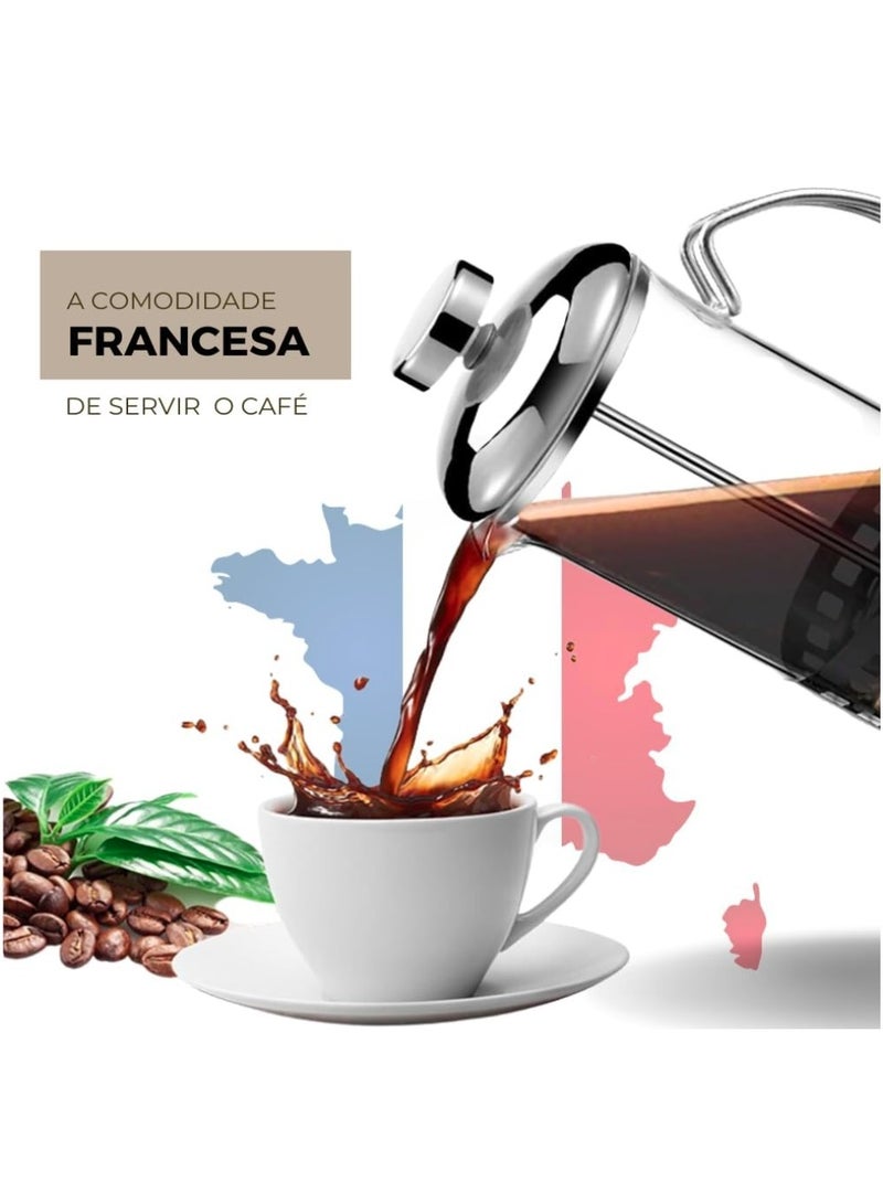 إيباسكت ماكينة تحضير قهوة فرنسية محمولة من الفولاذ المقاوم للصدأ، سيلفر شفافة، 350 مل - Image 3