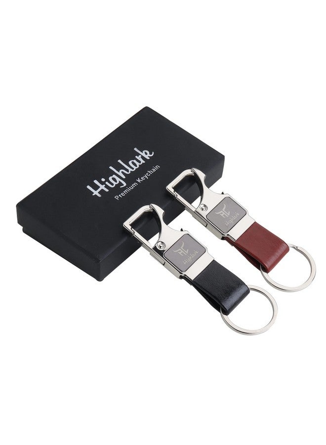 Highlark® Keychain with Faux Leather Loop | Uses For Home, Office, Car & Bike Keyring | Durable & Stylish Key Holder | Carabiner with Bottel opener keychain for Men & Women (Set of 2) - Image 1