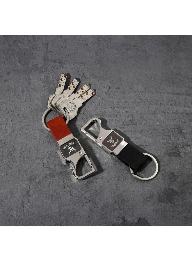 Highlark® Keychain with Faux Leather Loop | Uses For Home, Office, Car & Bike Keyring | Durable & Stylish Key Holder | Carabiner with Bottel opener keychain for Men & Women (Set of 2) - Image 2