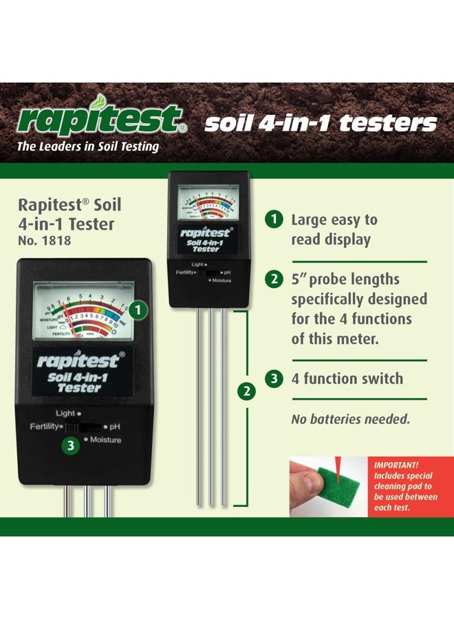 Luster Leaf 1818 Rapitest 4-in1 Soil pH/Moisture/Fertility/Light Tester, Fertility - Image 5