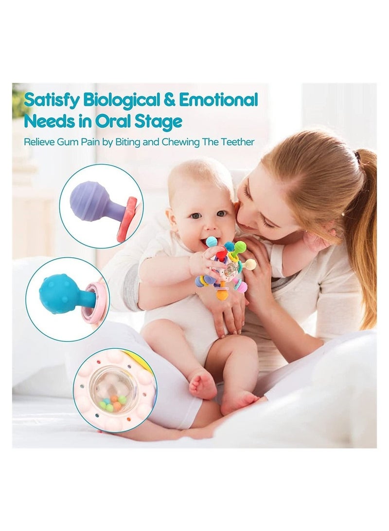 نيبمينينت Teething Toys, Baby Sensory Teether Toys for Babies 6-12 Months, Newborn Chew Ball Rattle Teethers Grasping Activities Gift - Image 3