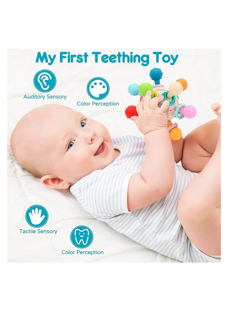 نيبمينينت Teething Toys, Baby Sensory Teether Toys for Babies 6-12 Months, Newborn Chew Ball Rattle Teethers Grasping Activities Gift - Image 4